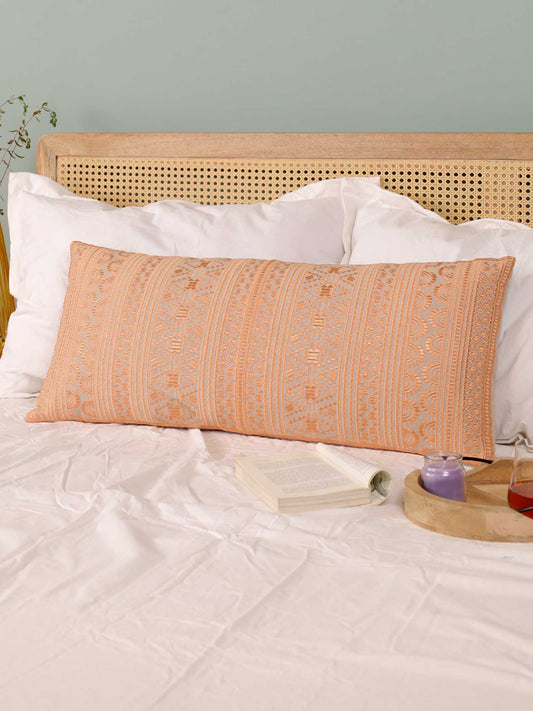 Peach Geometric Dunes Long Pillow