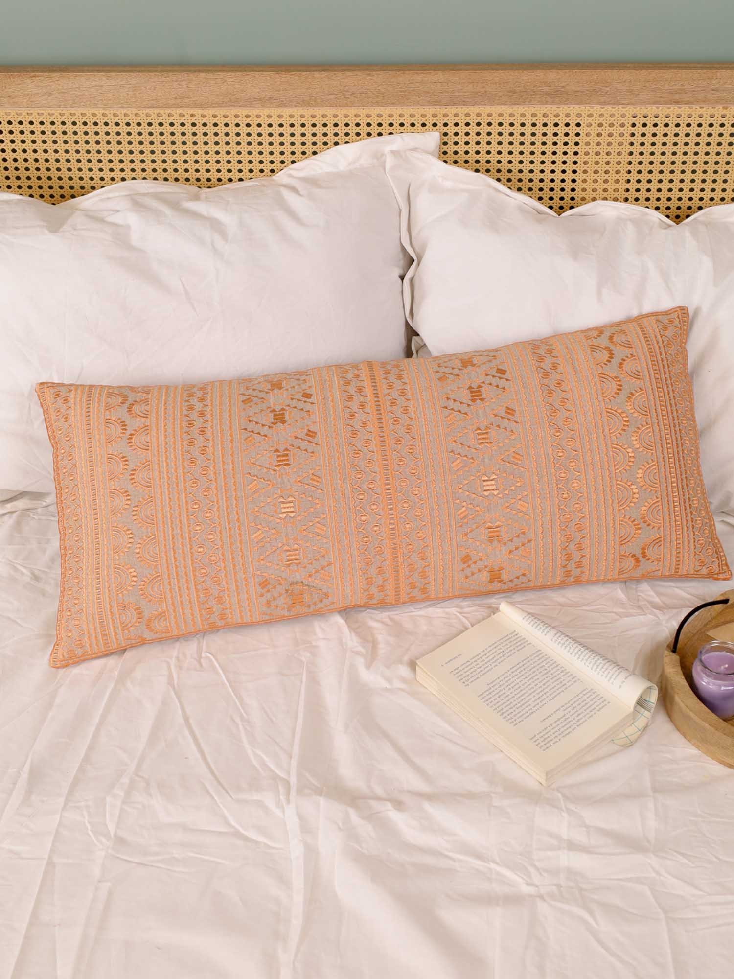 Peach Geometric Dunes Long Pillow