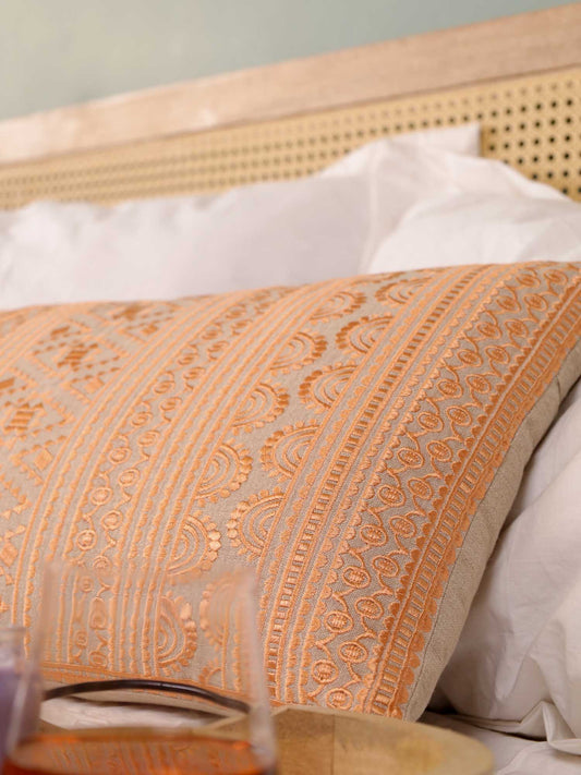 Peach Geometric Dunes Long Pillow