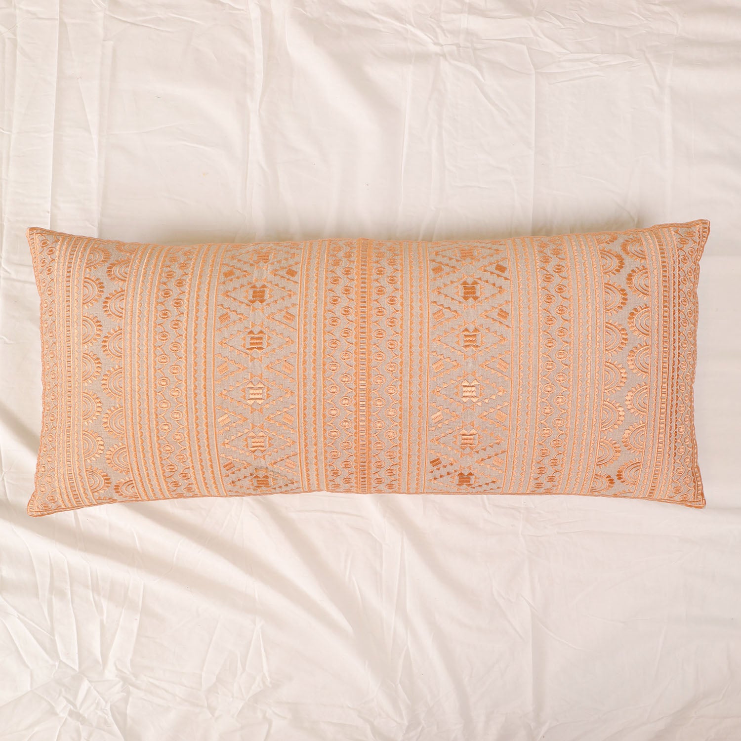 Peach Geometric Dunes Long Pillow