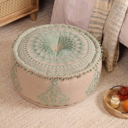 Green Minimal Ottoman pouf