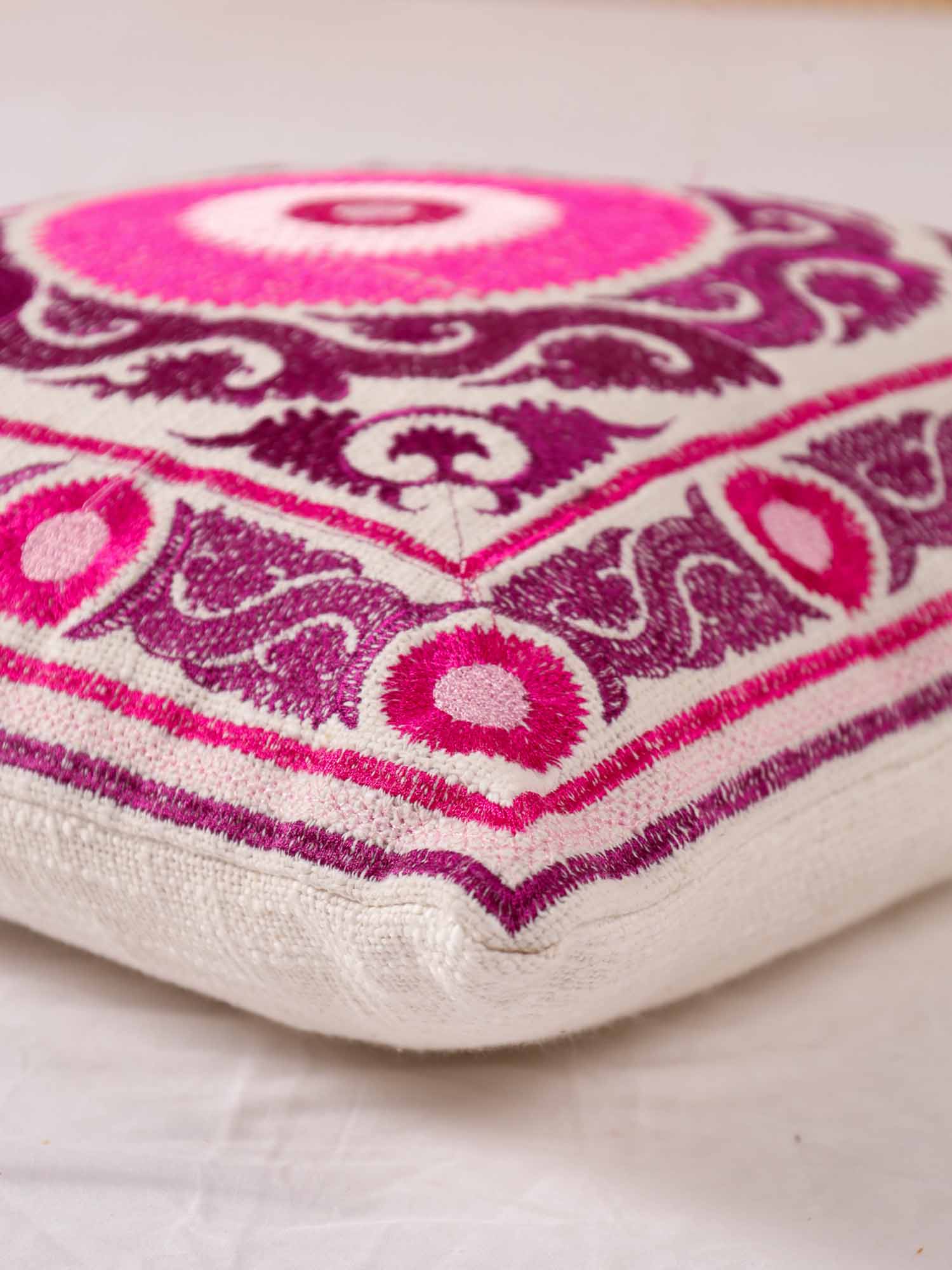 Pink Suzani Throw Pillow Cover