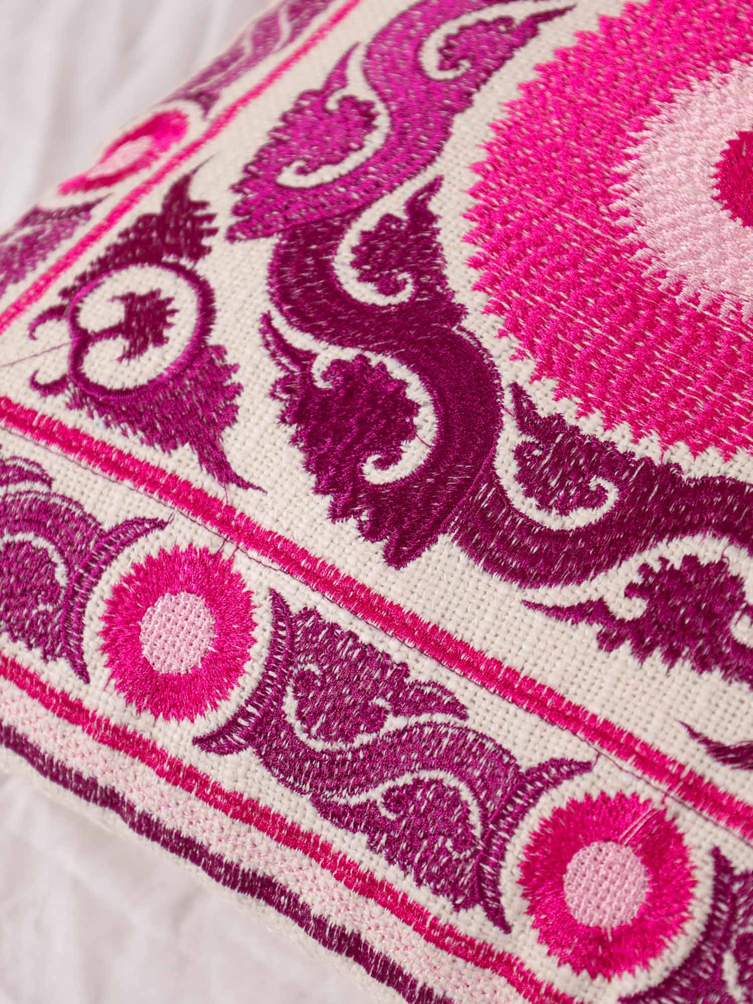 Pink Suzani Throw Pillow Cover