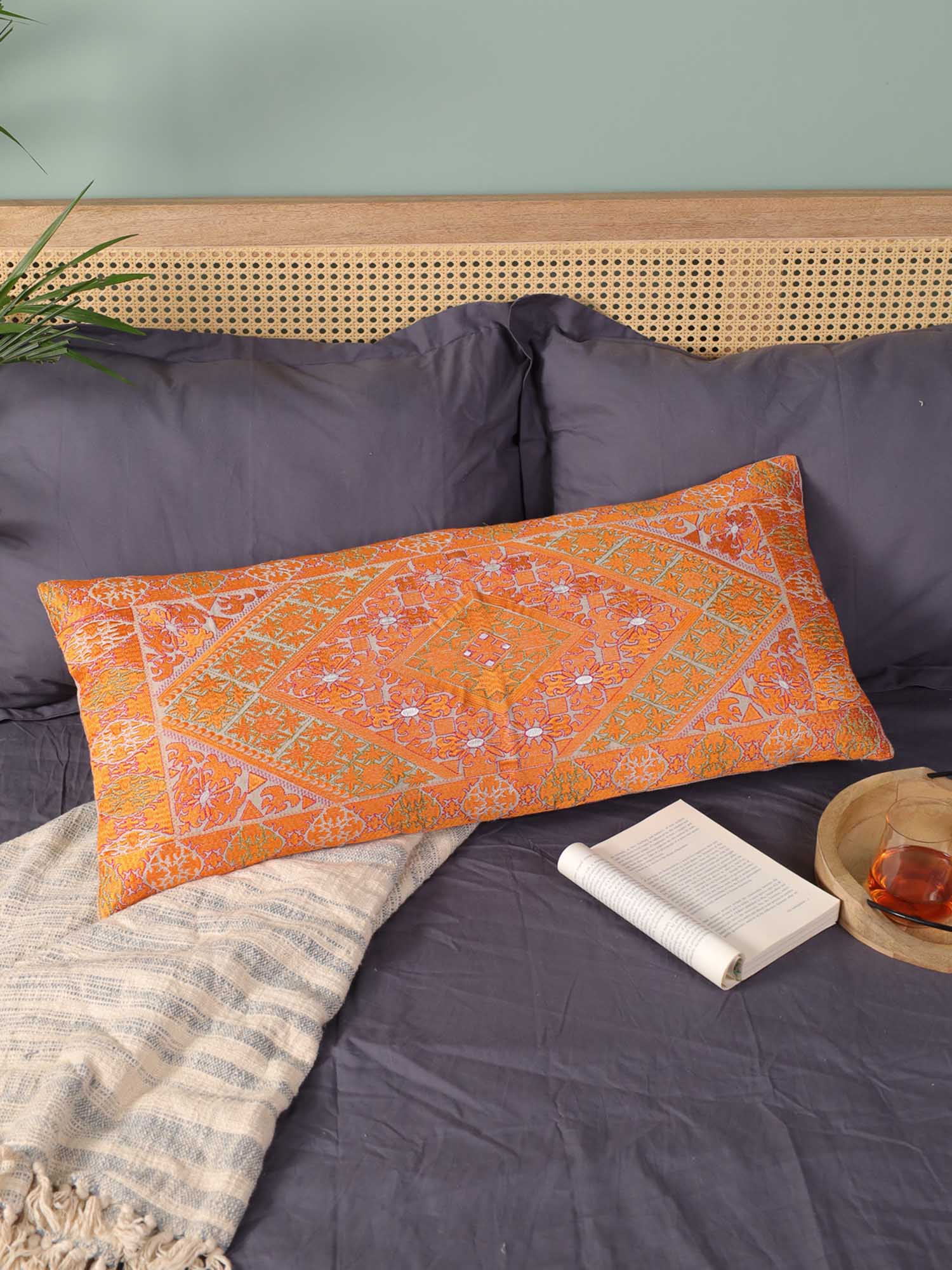 Orange Whimsical Long Pillow eyesofgypsy