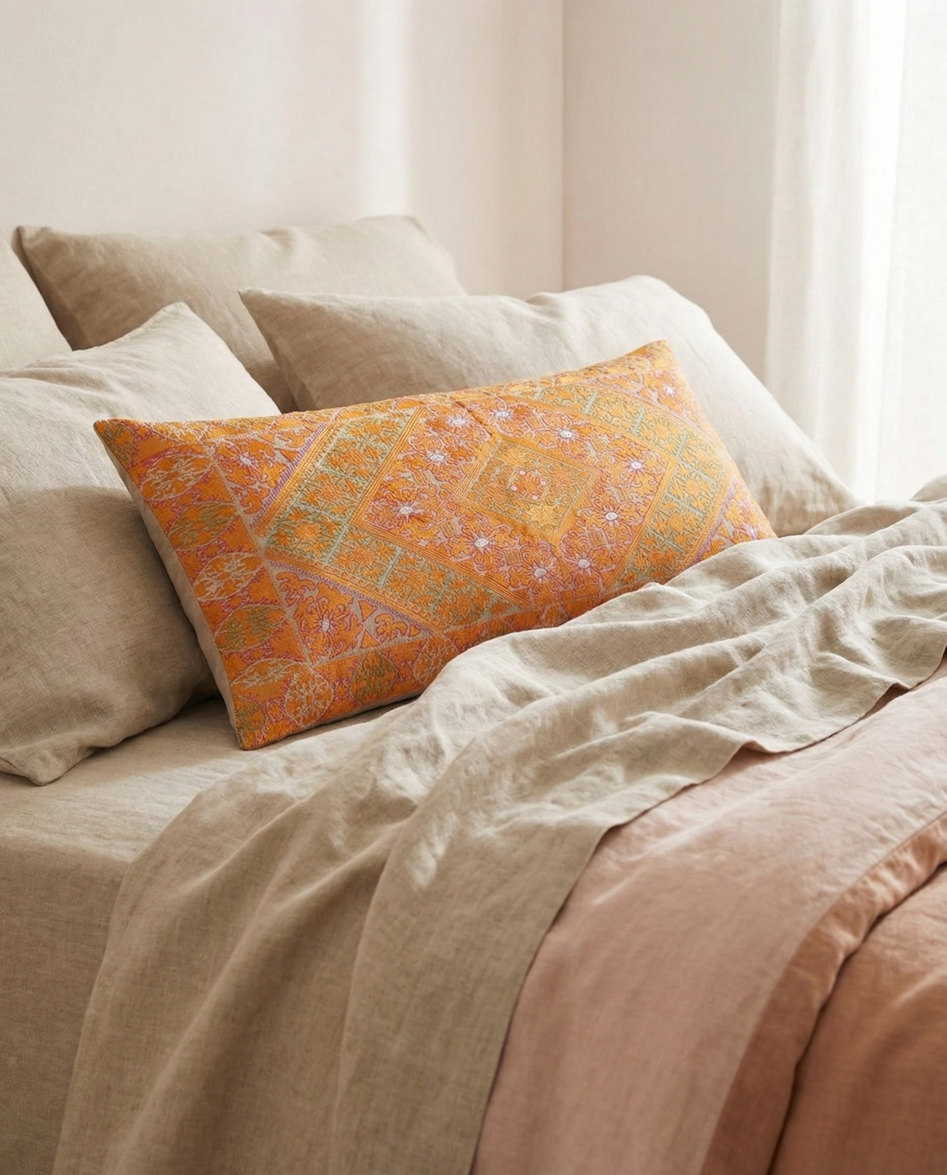 Orange Whimsical Long Pillow