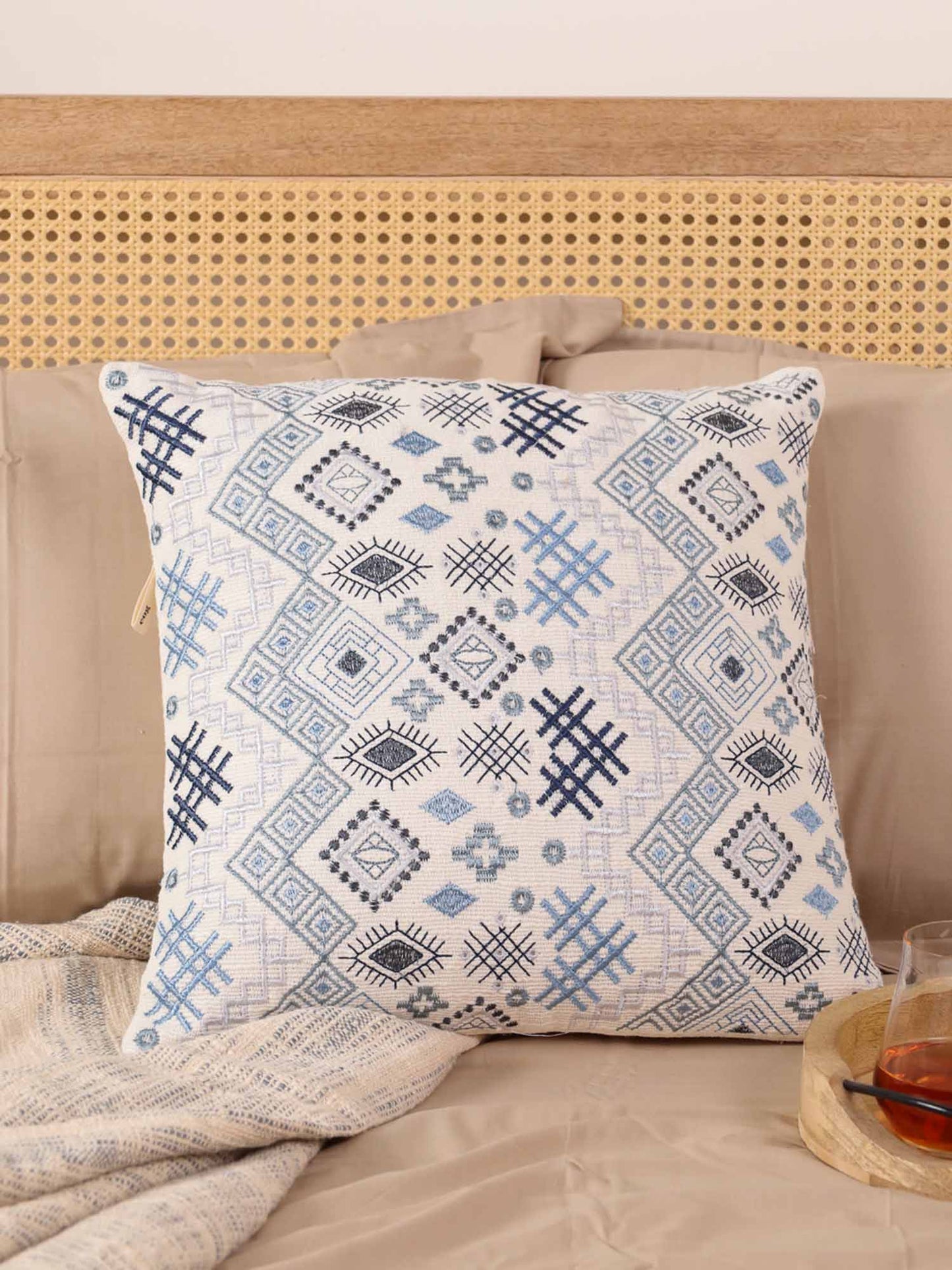 Gray Indian Illusion Throw Pillow Cover