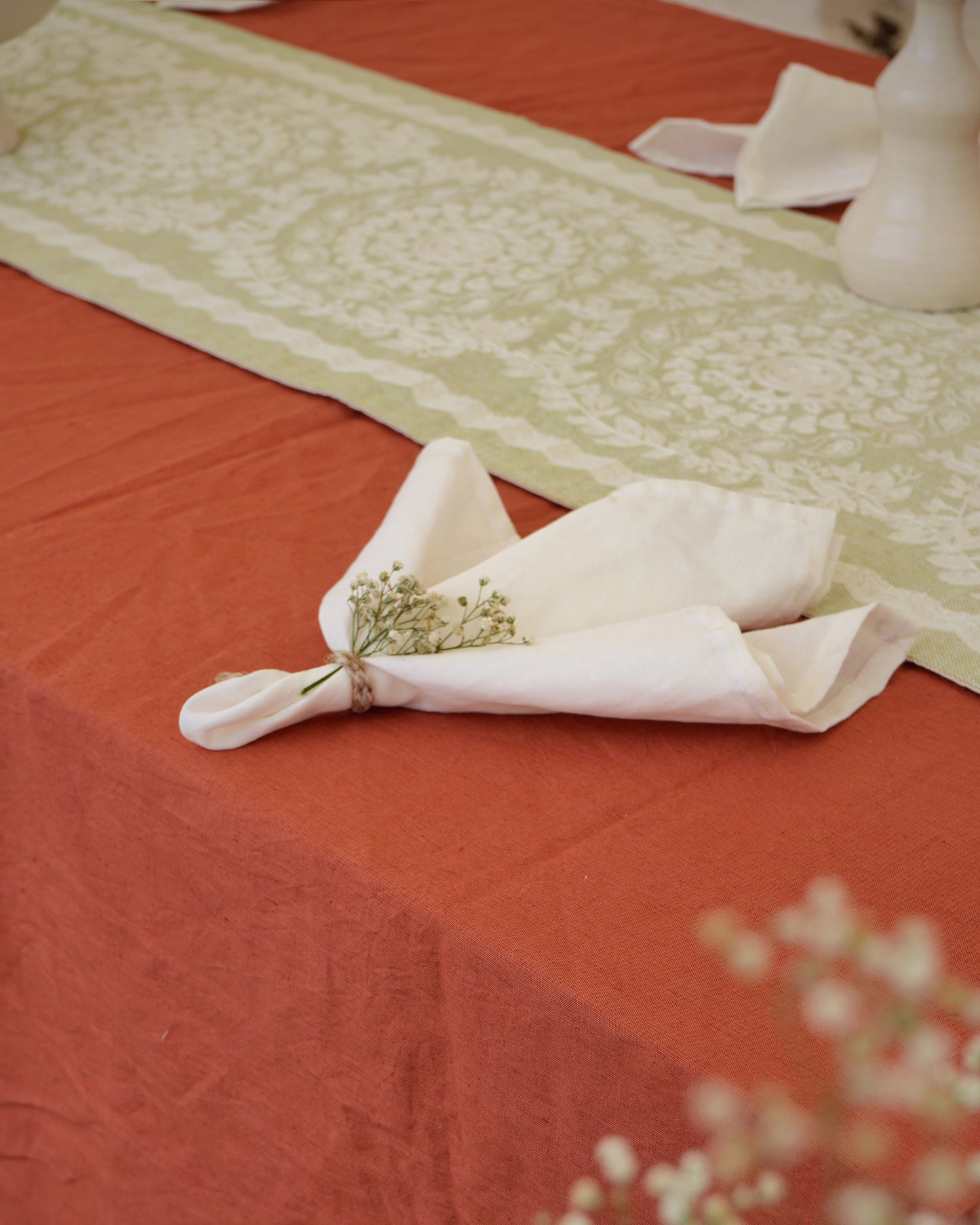 Green Blossom Table Runner