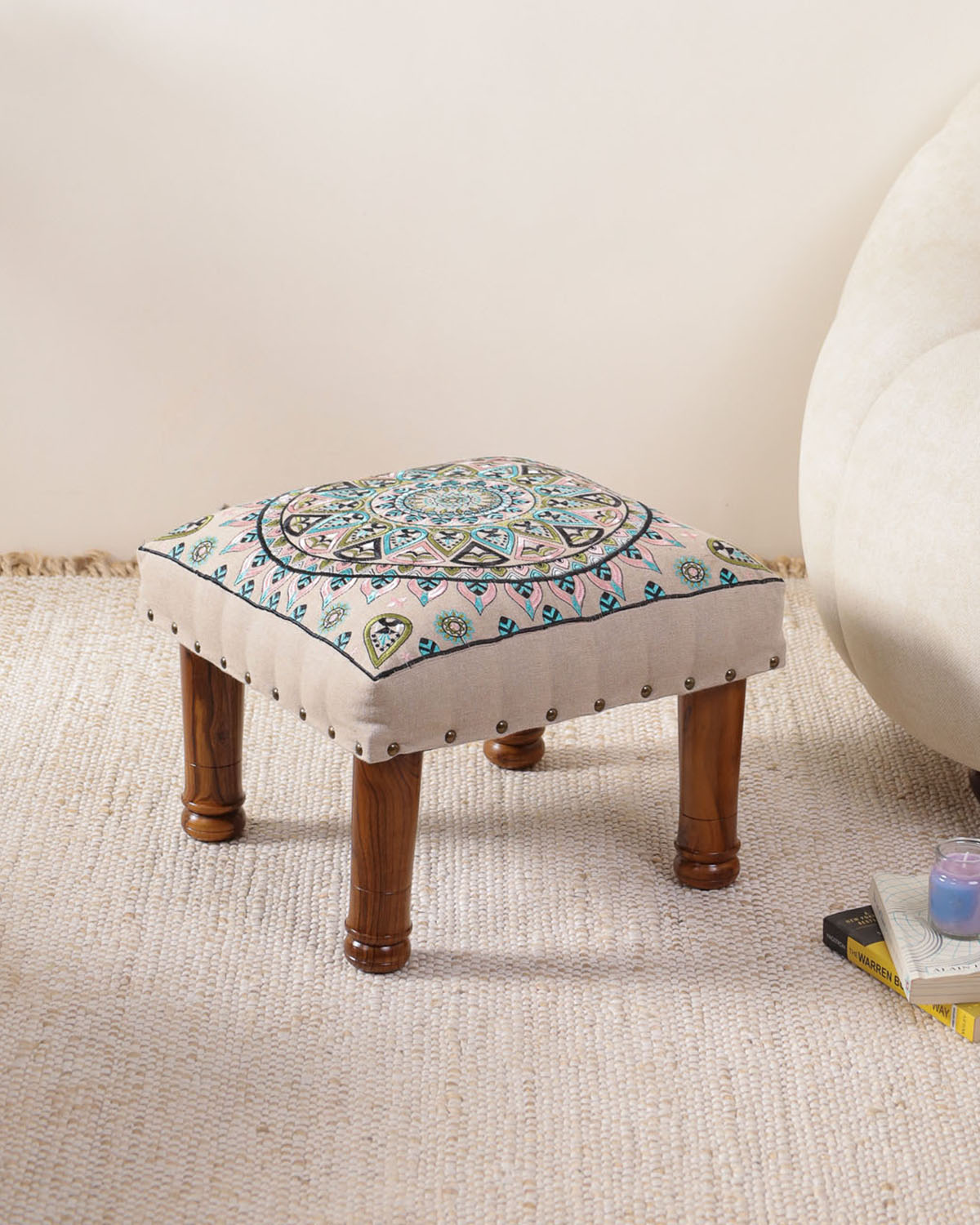 Green Petal Footstool