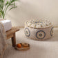 Beige Floral Haven Ottoman Pouf - O