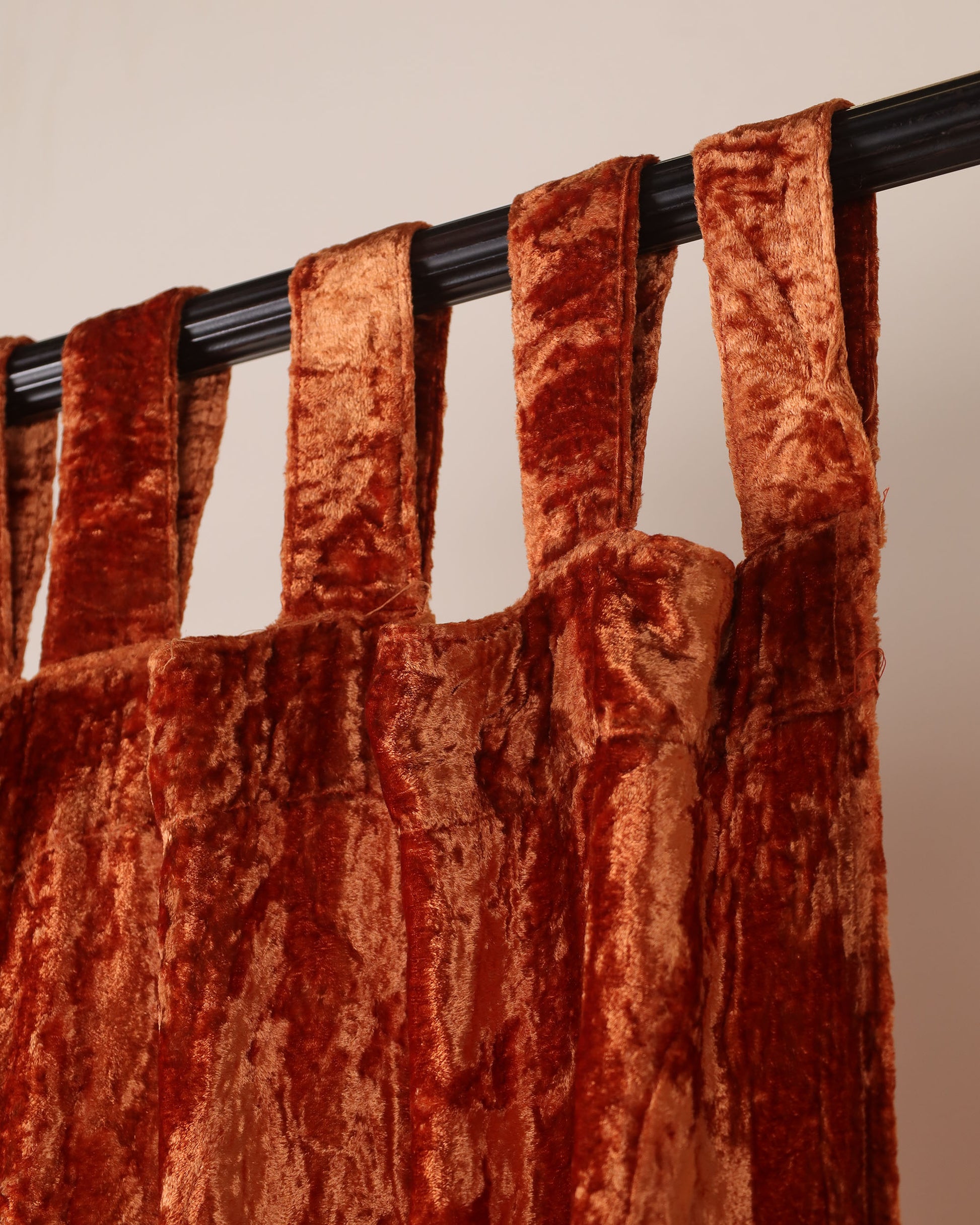 Terracotta Velvet Curtain - Set of 2