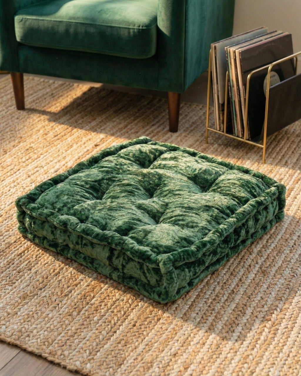 Green Velvet Haven Floor cushion