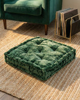 Green Velvet Haven Floor Cushion
