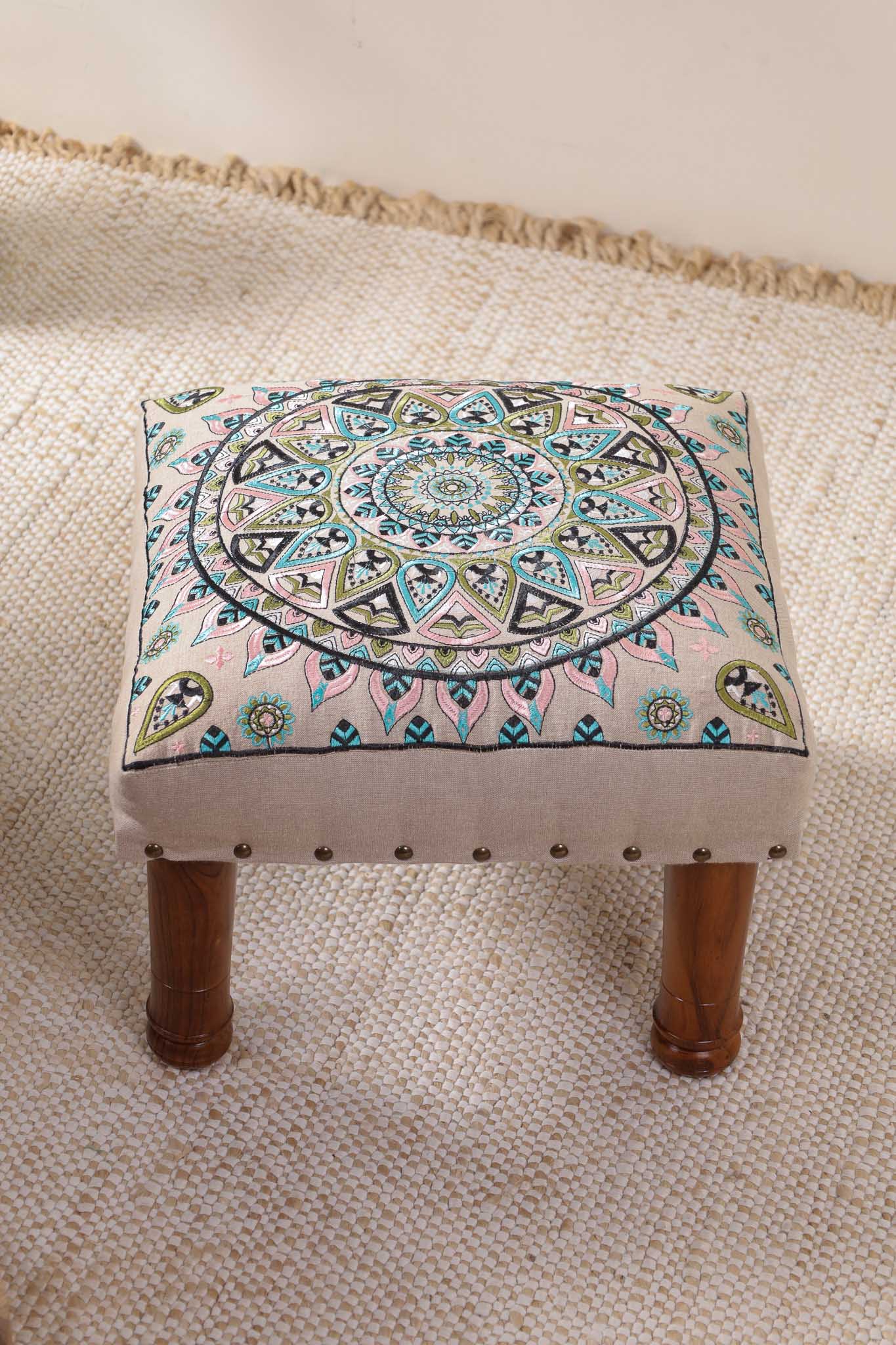 Green Petal Footstool