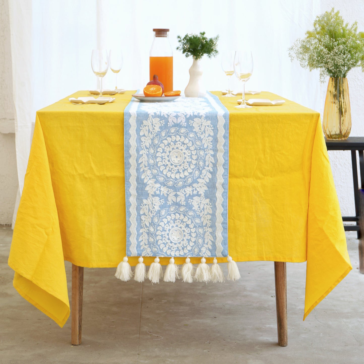 Blue Blossom Table Runner