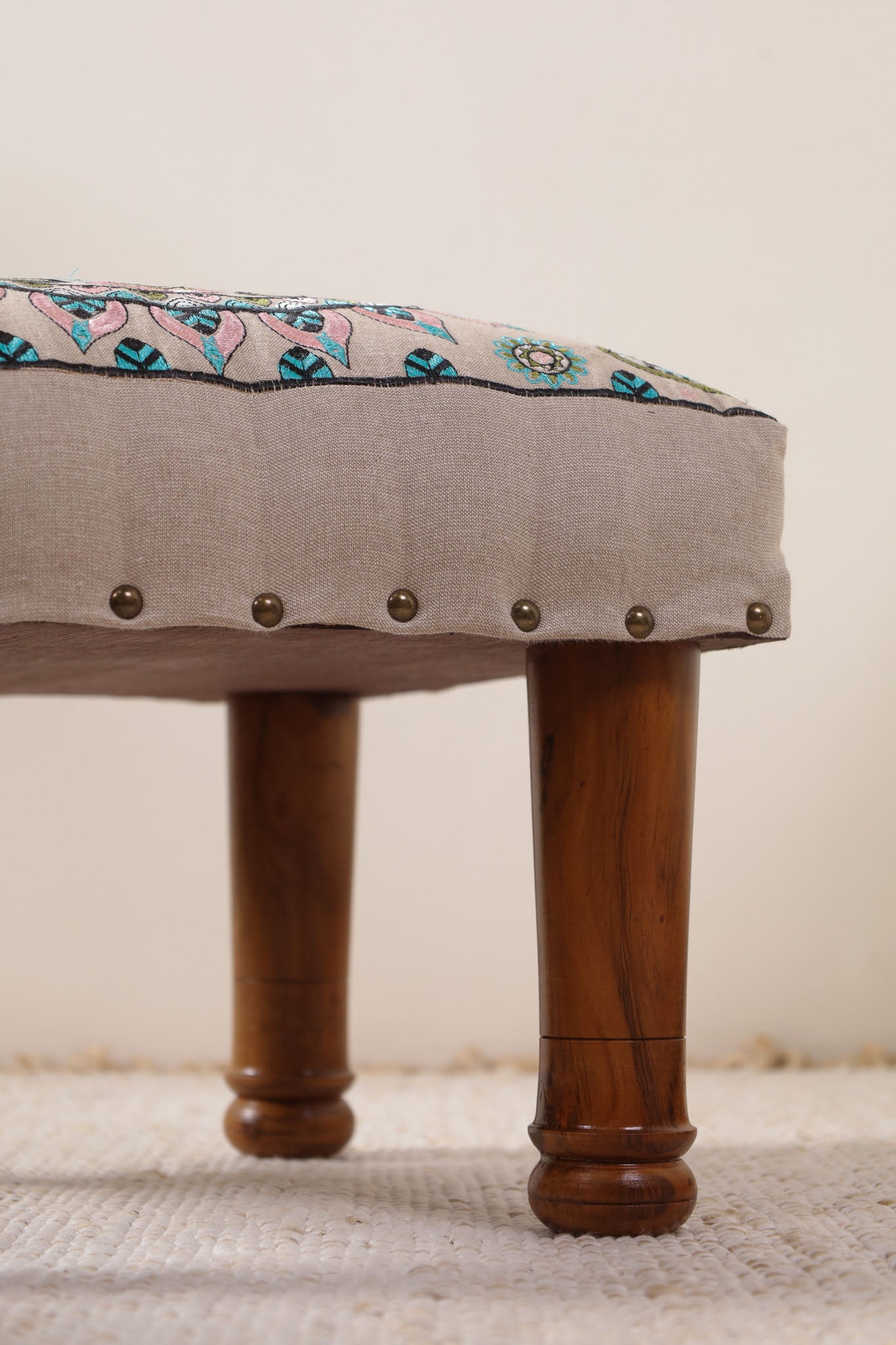 Green Petal Footstool