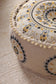 Beige Floral Haven Ottoman Pouf - O