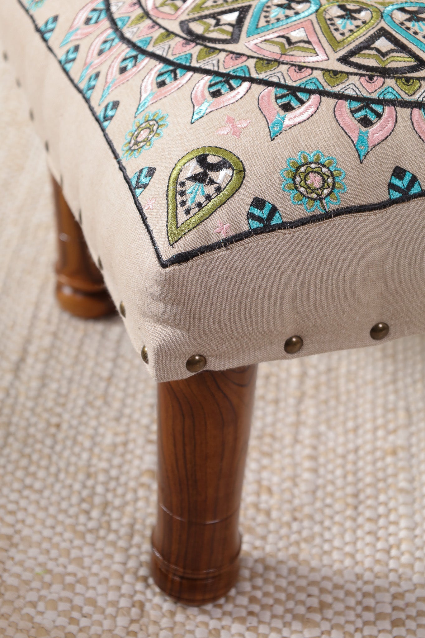 Green Petal Footstool