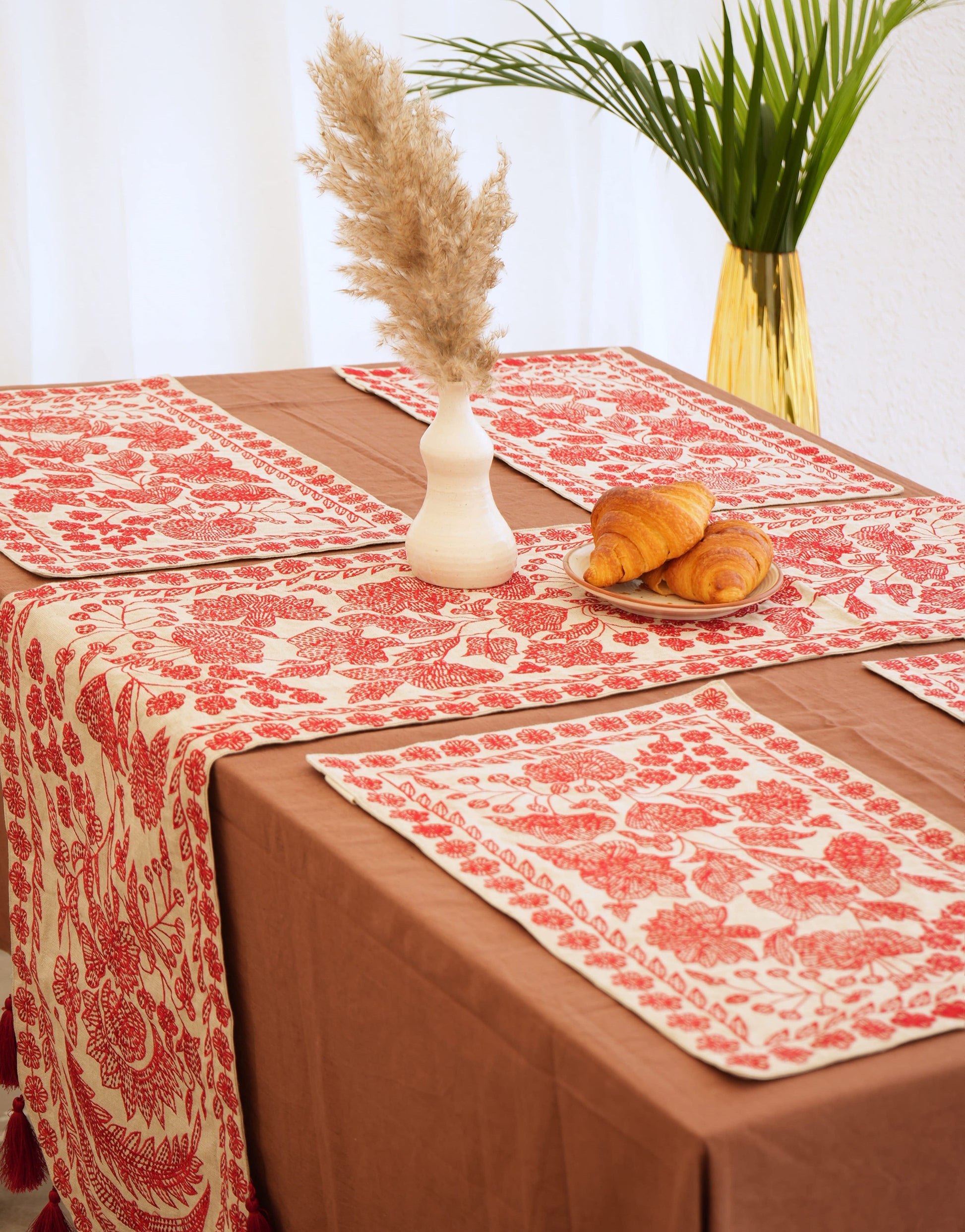 Red Wanderlust Boho Chic Table Runner