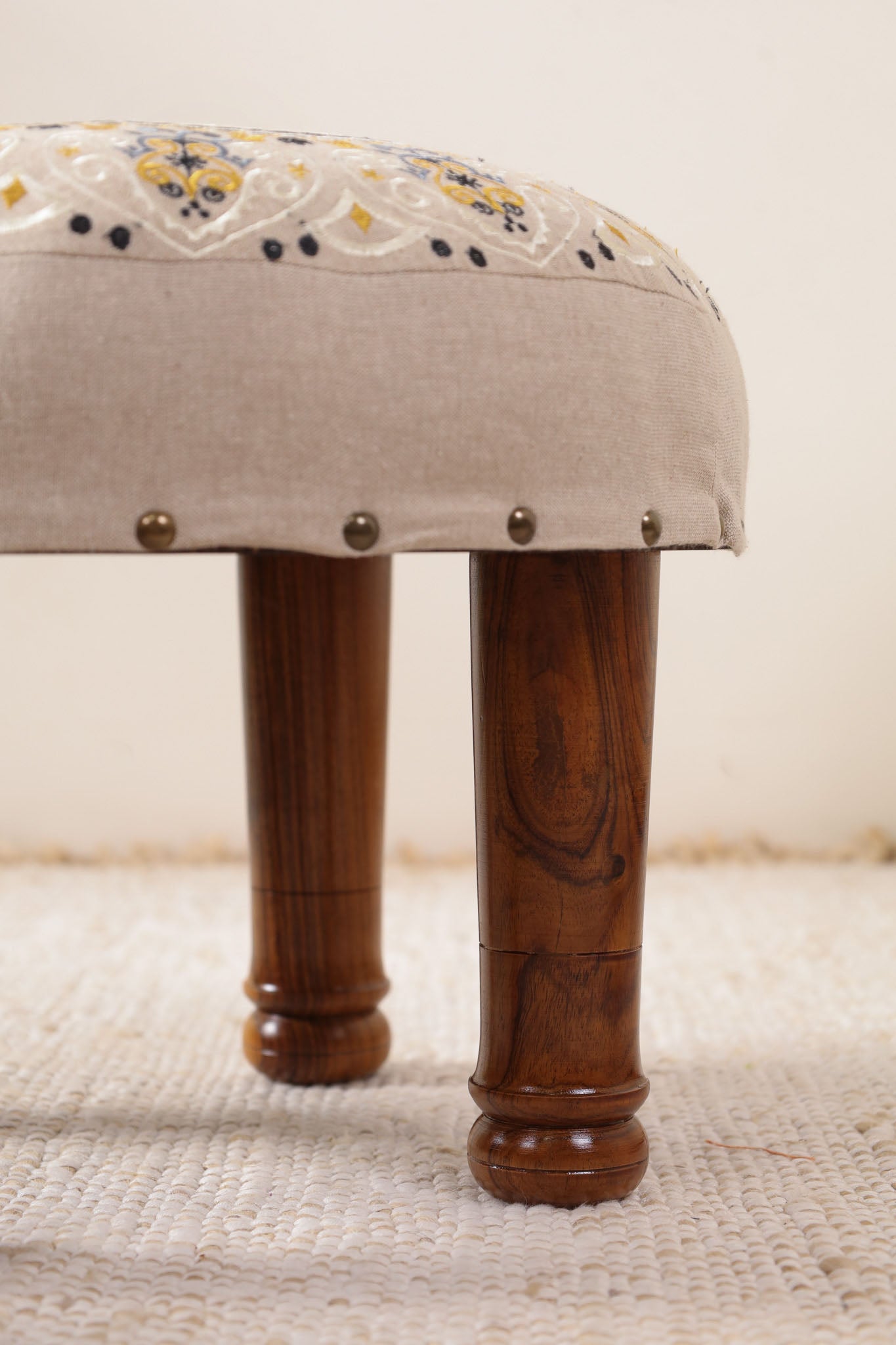 Beige Floral Haven Footstool