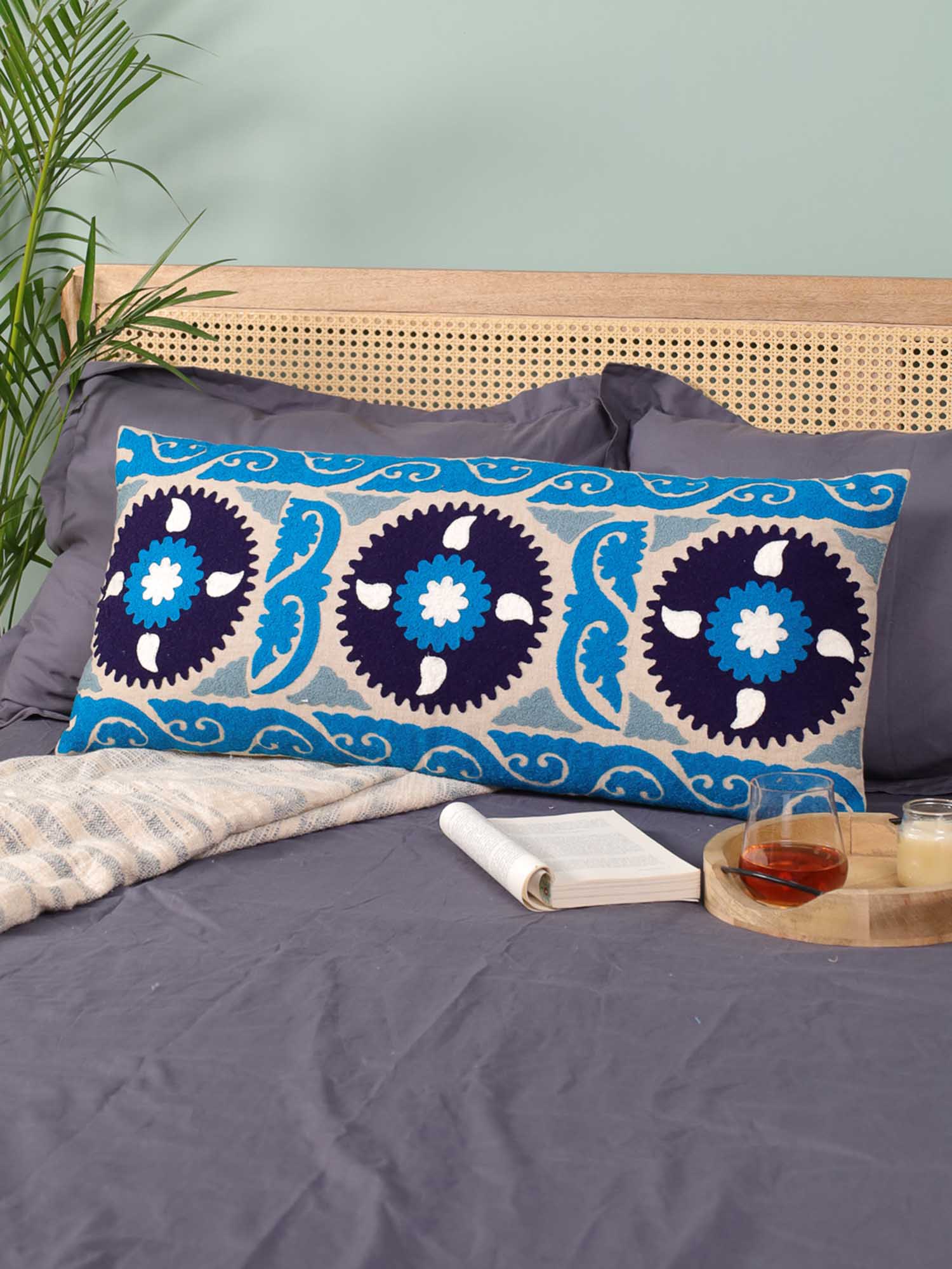 Blue Nomad Nest Long Pillow Cover