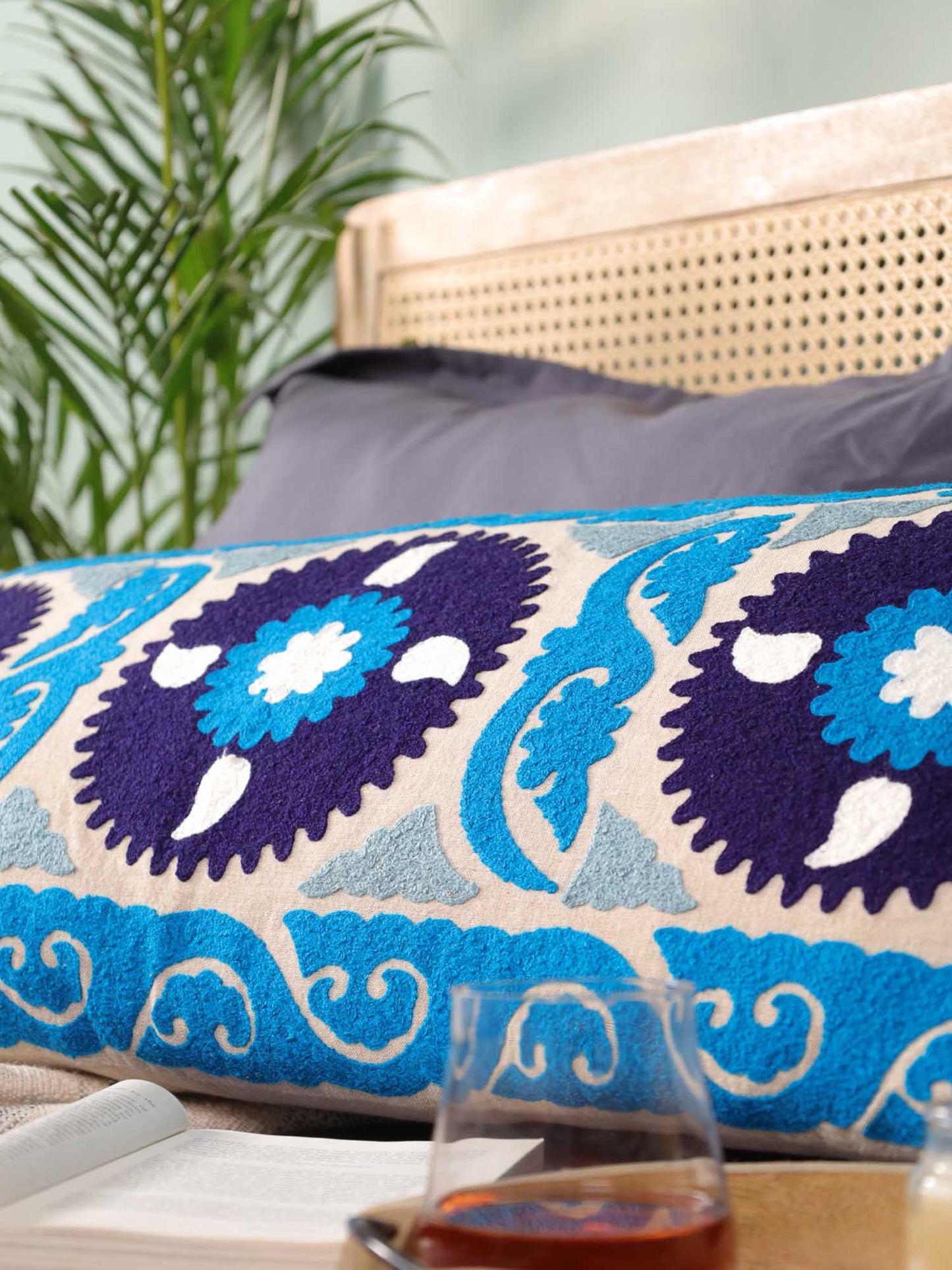 Blue Nomad Nest Long Pillow Cover