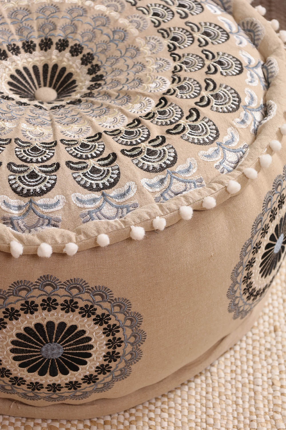 Gray Mandala Ottoman pouf