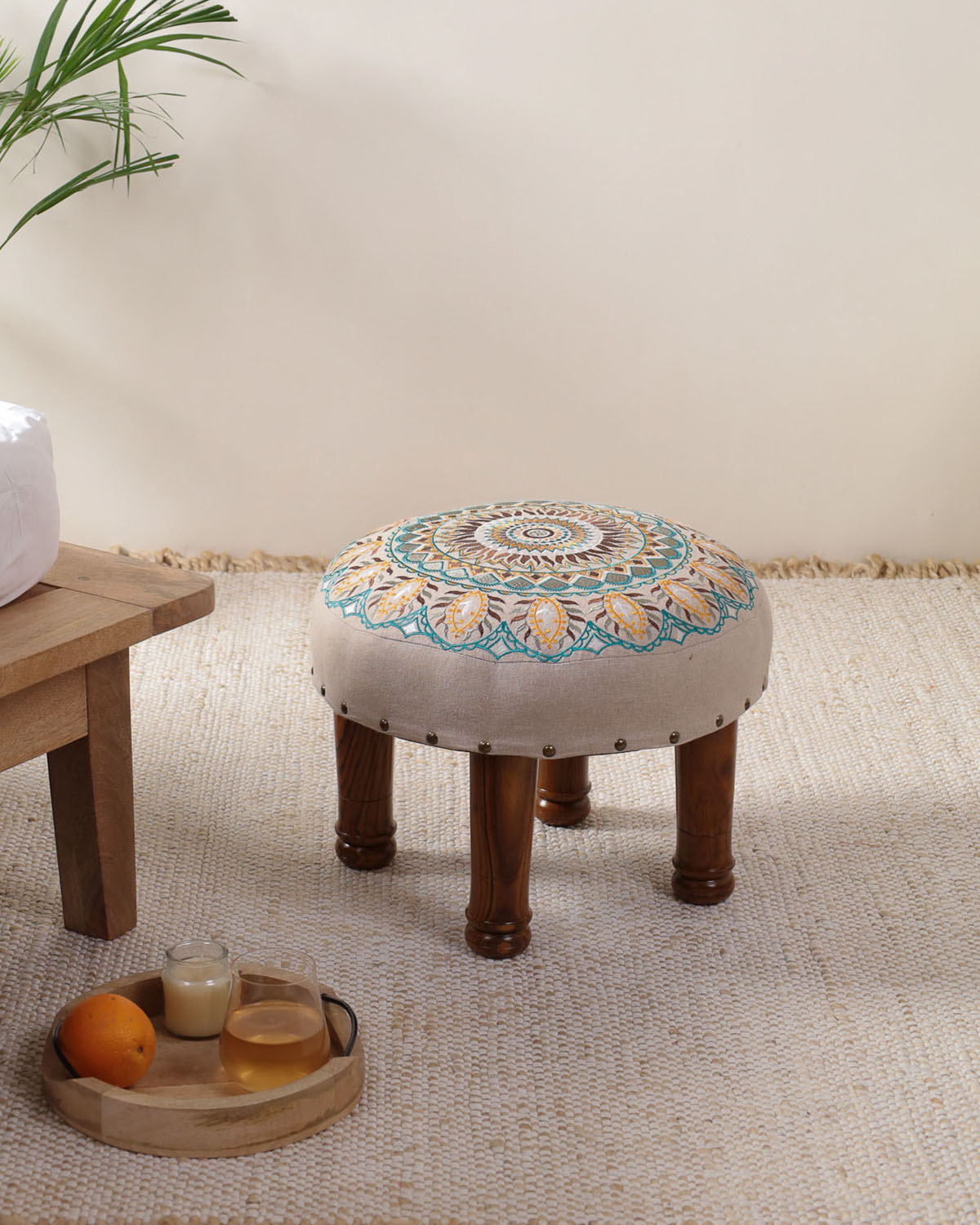 Emerald Bloom Footstool