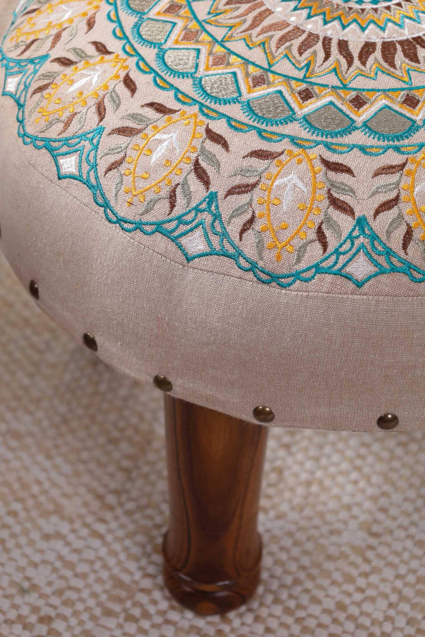 Emerald Bloom Footstool