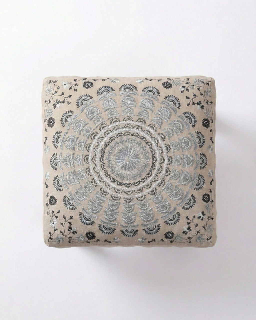 Grey Mandala Footstool
