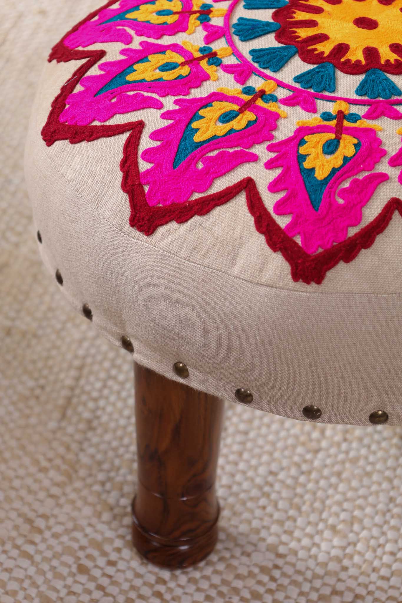 Vivid Paisley Footstool