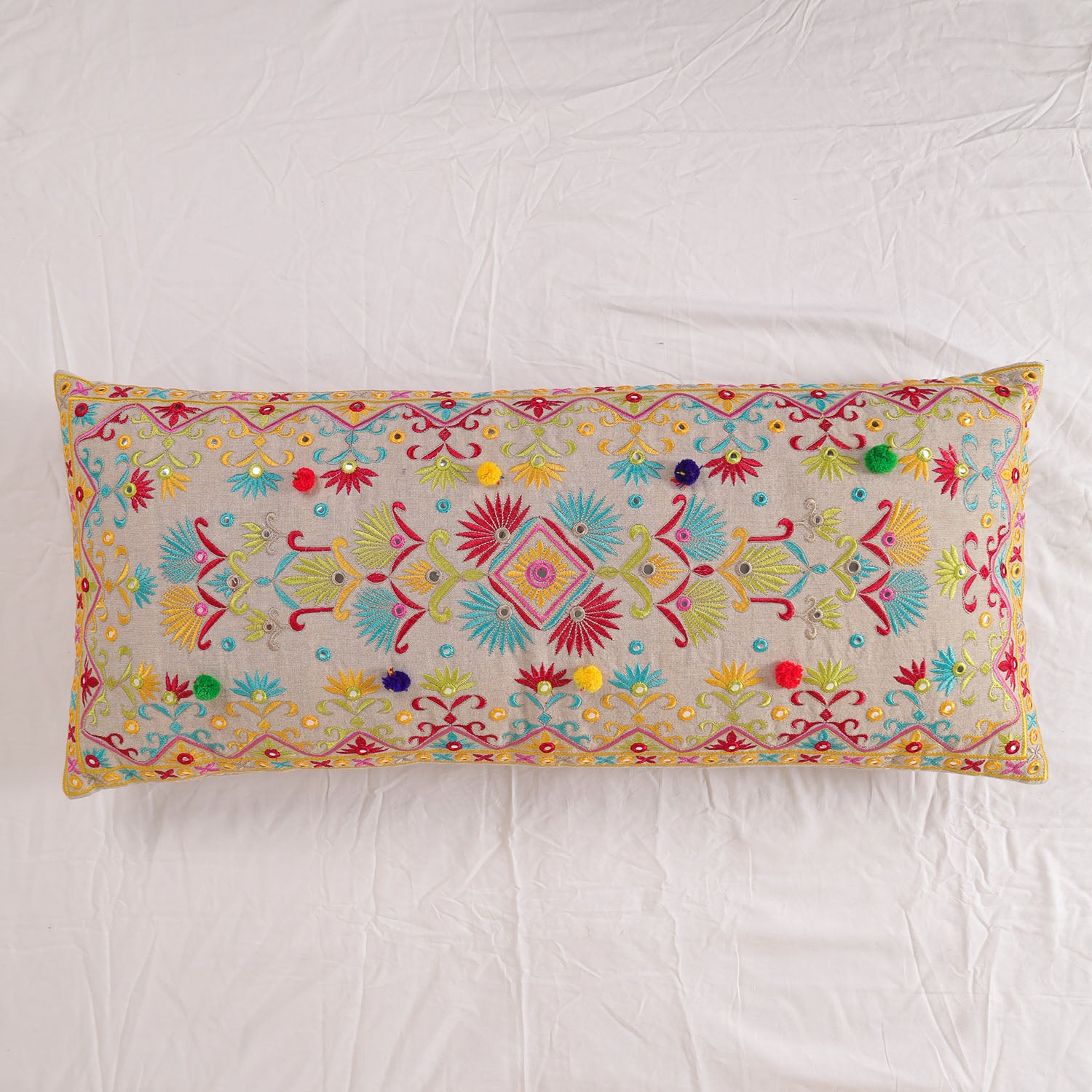 Yellow Hippie Dream Long Pillow