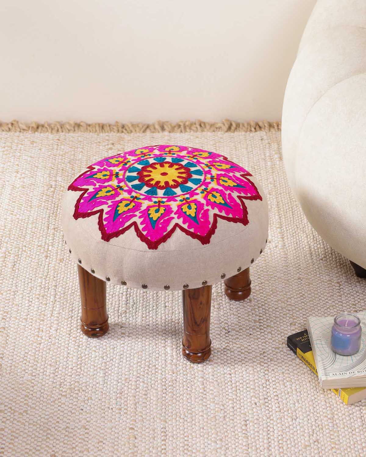 Vivid Paisley Footstool