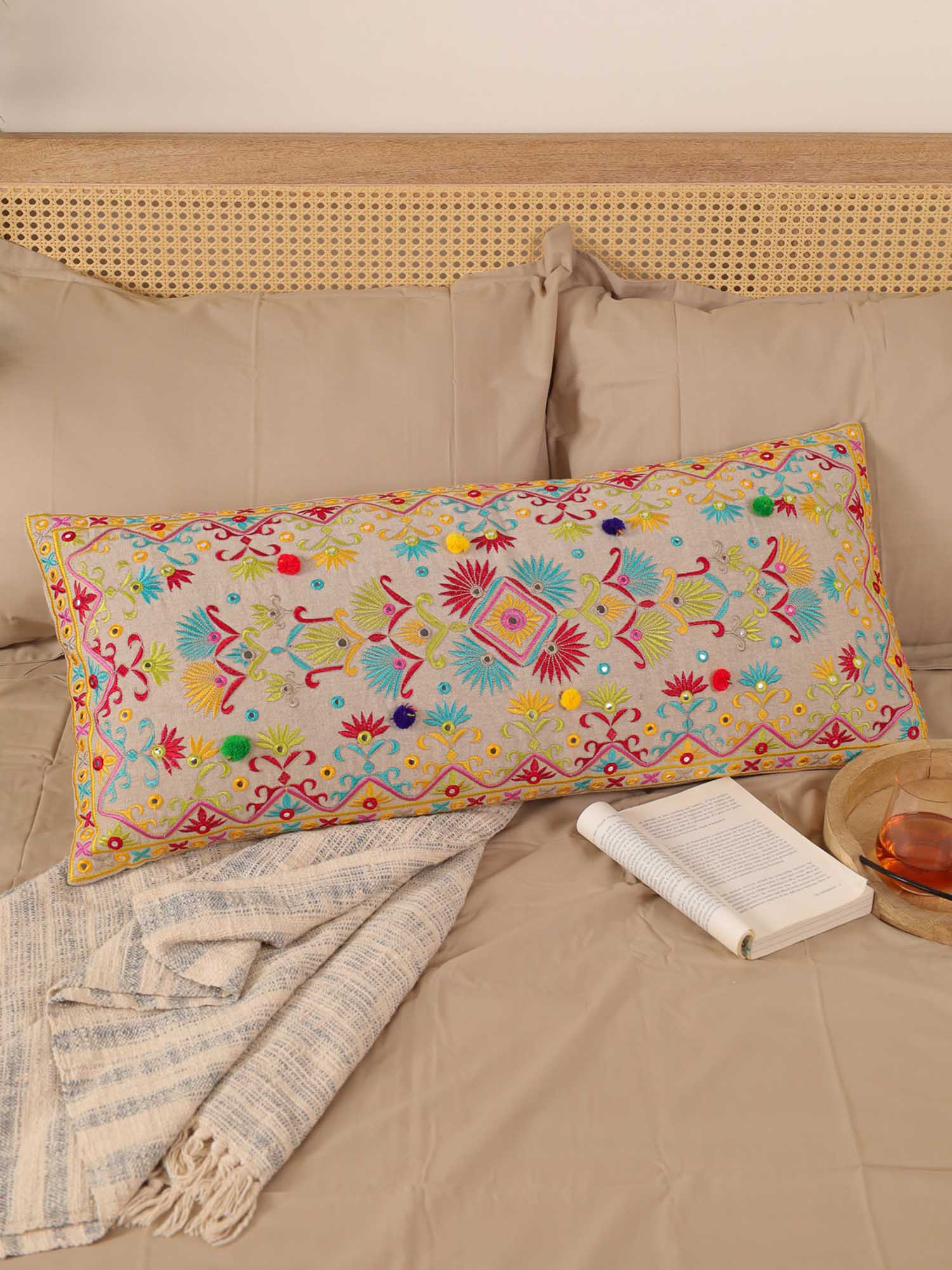 Yellow Hippie Dream Long Pillow