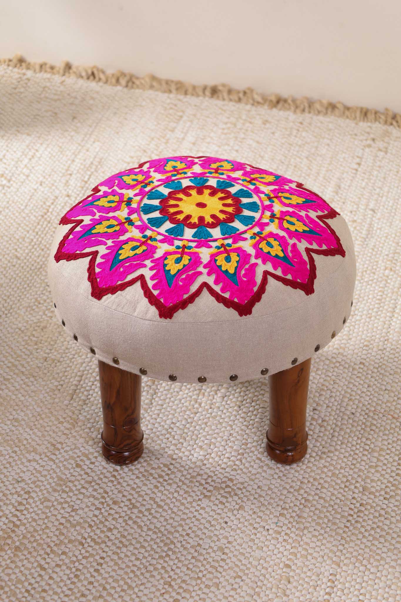 Vivid Paisley Footstool