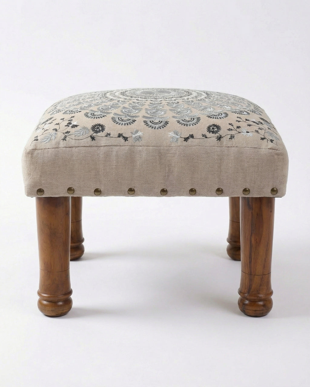 Grey Mandala Footstool