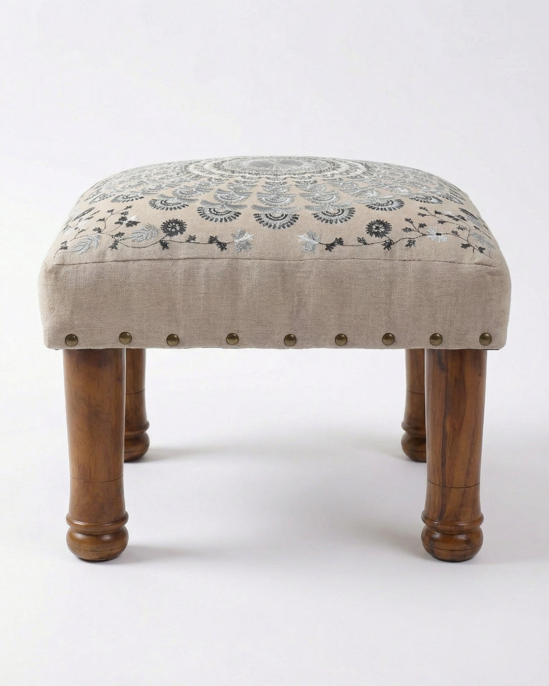 Grey Mandala Footstool