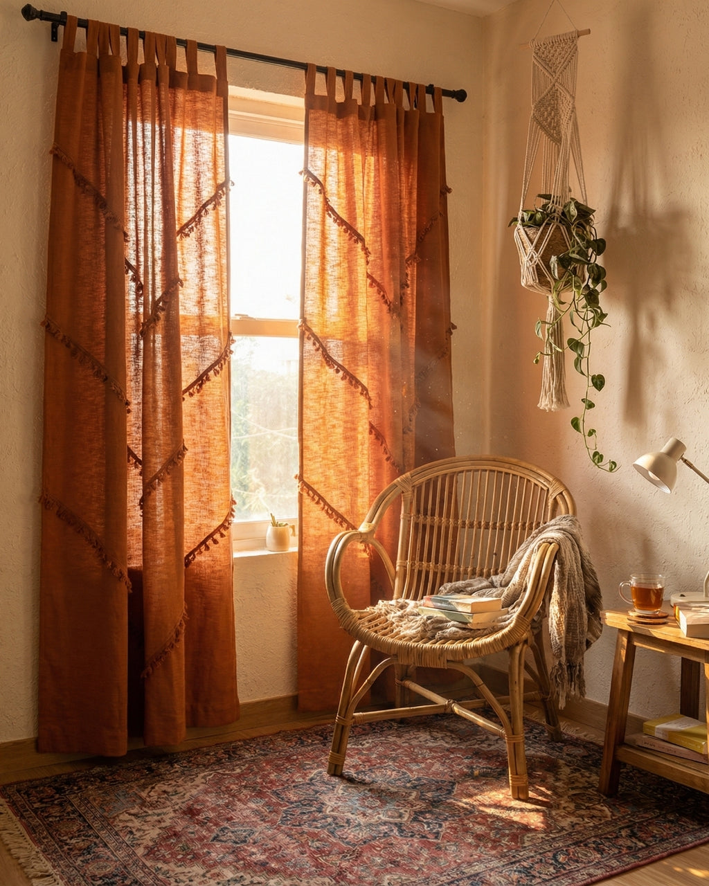 Rust Sunshine Window Curtain - Set of 2