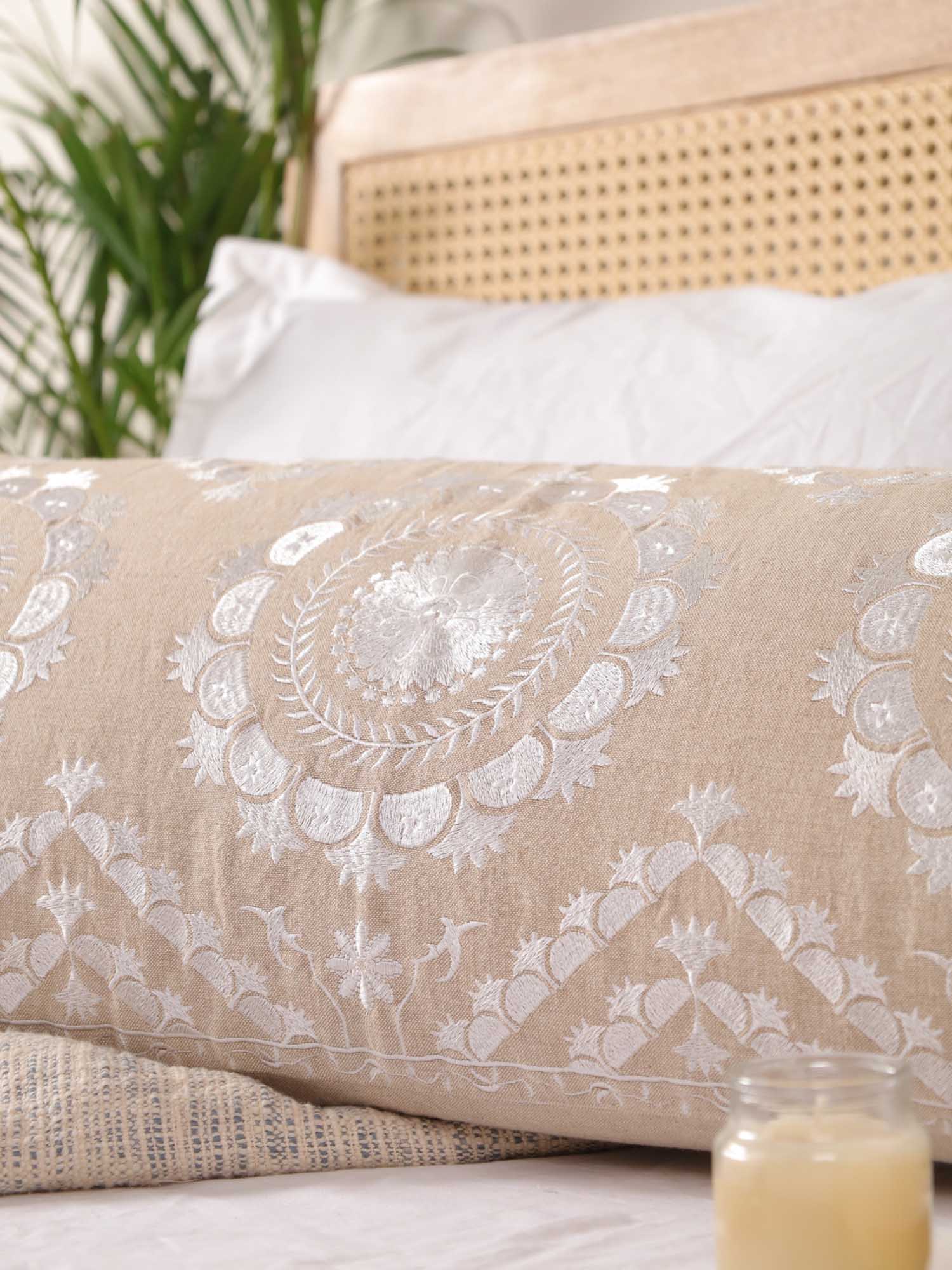 White Mandala Magic Long Pillow