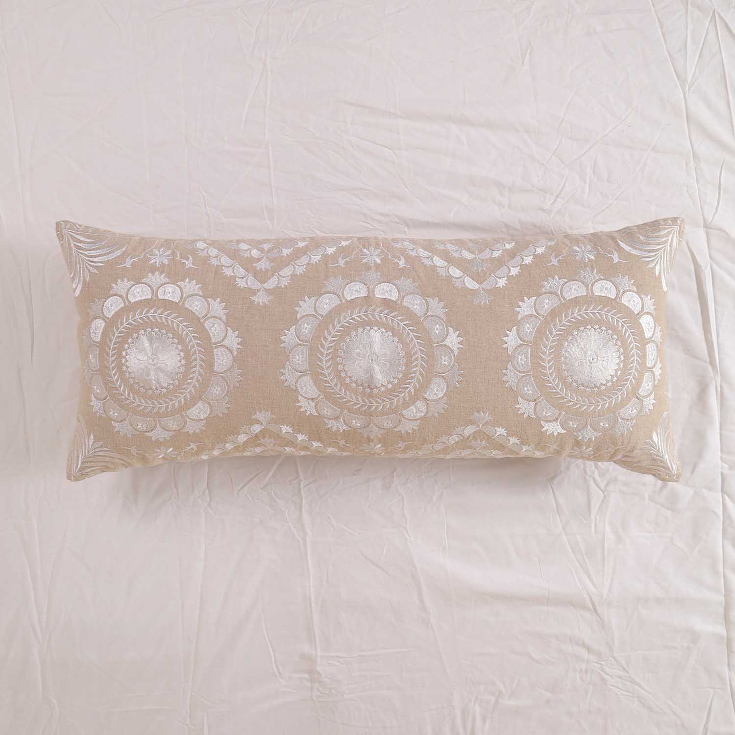 White Mandala Magic Long Pillow