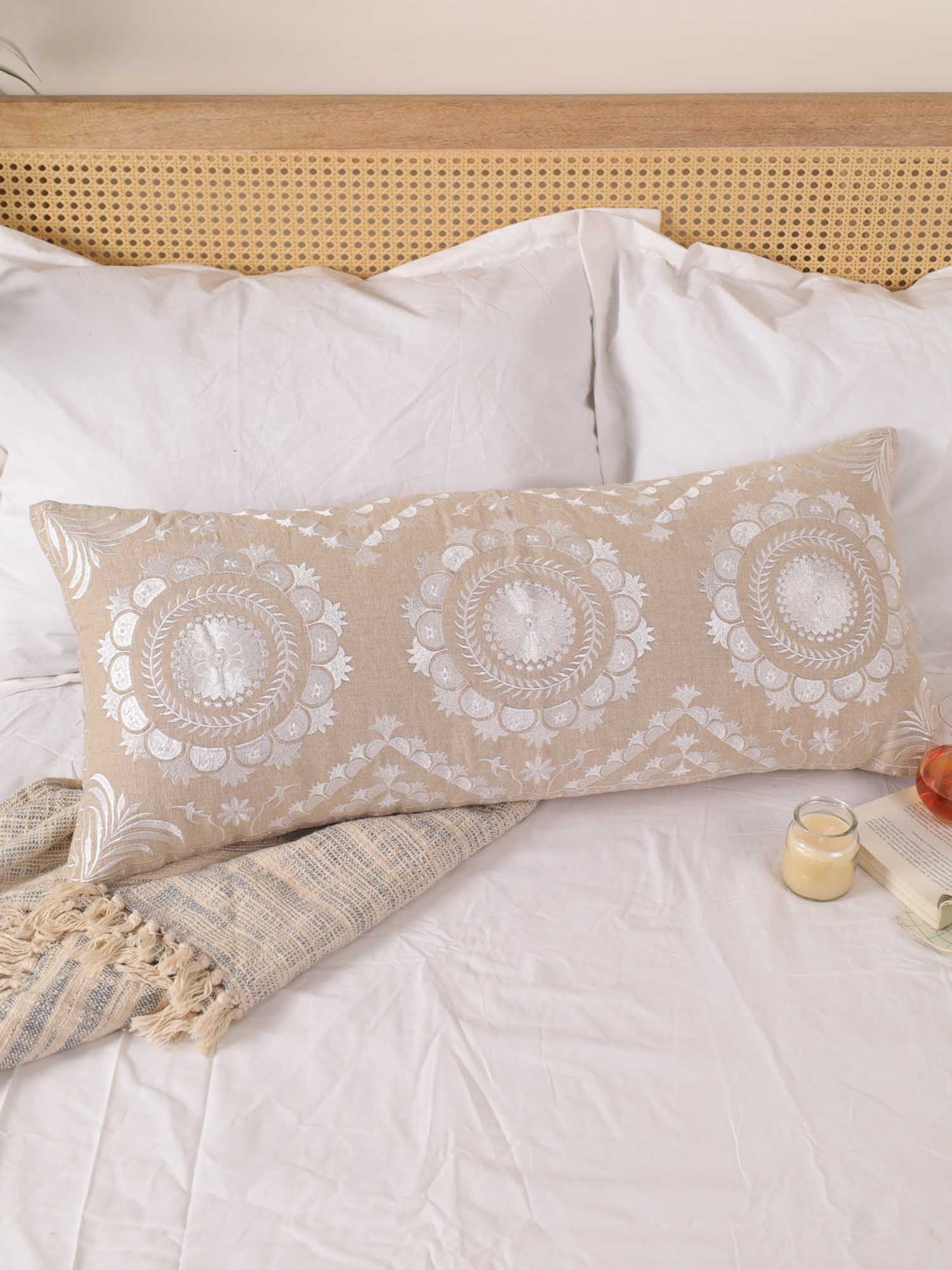 White Mandala Magic Long Pillow