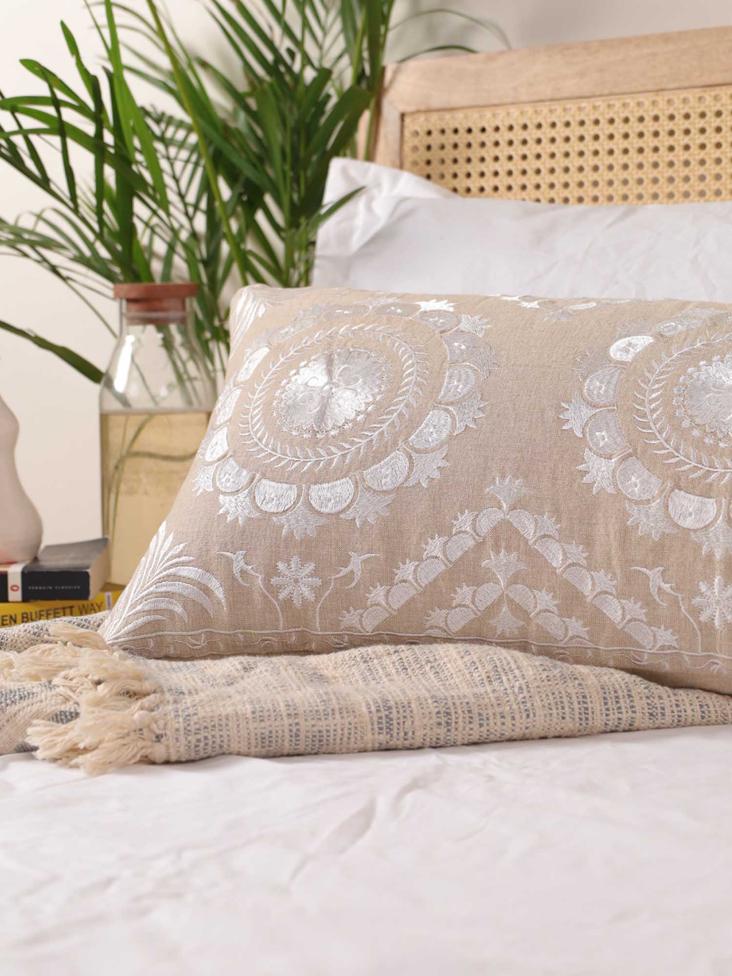 White Mandala Magic Long Pillow