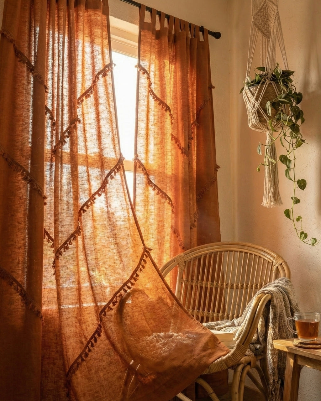 Rust Sunshine Window Curtain - Set of 2