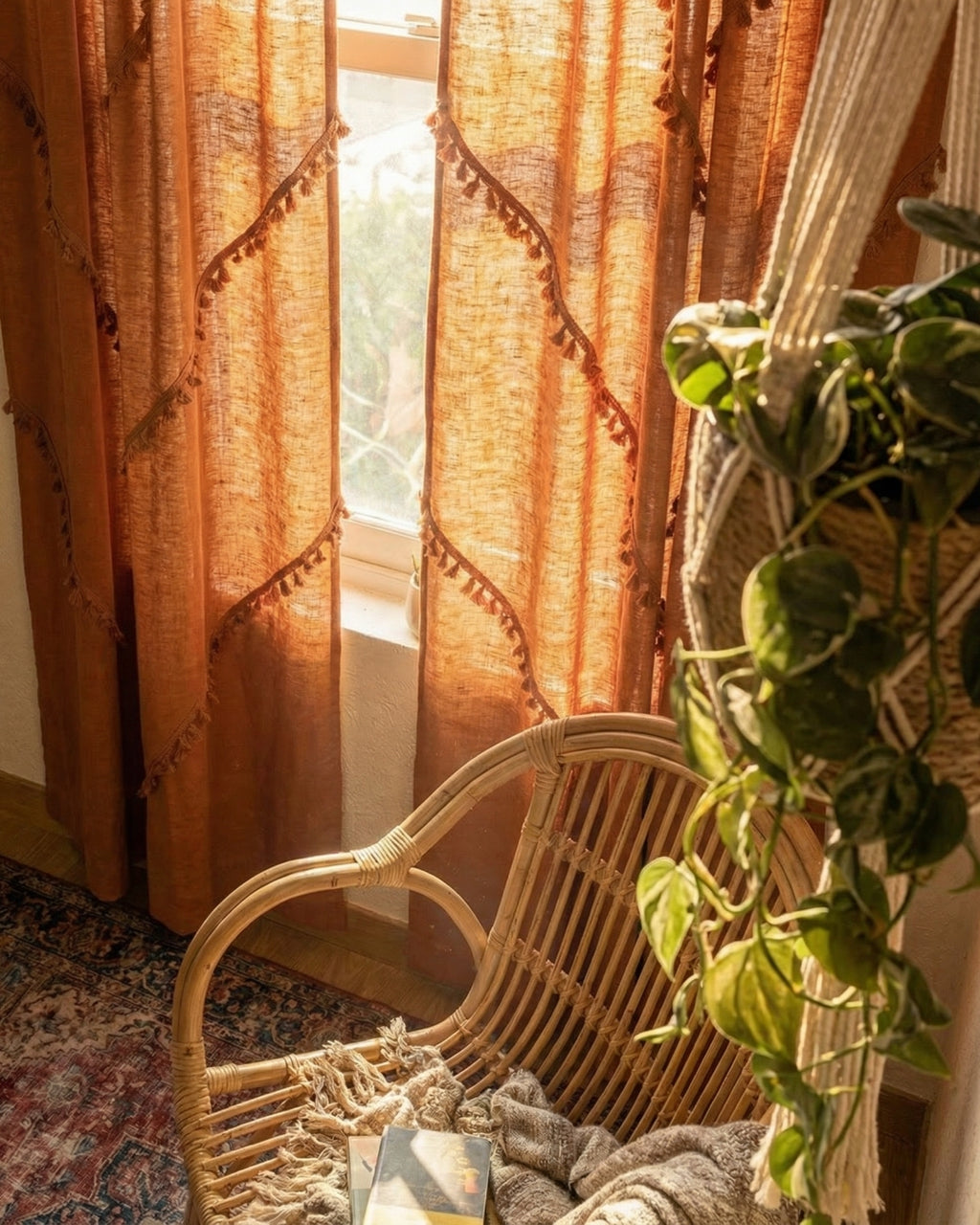 Rust Sunshine Window Curtain - Set of 2