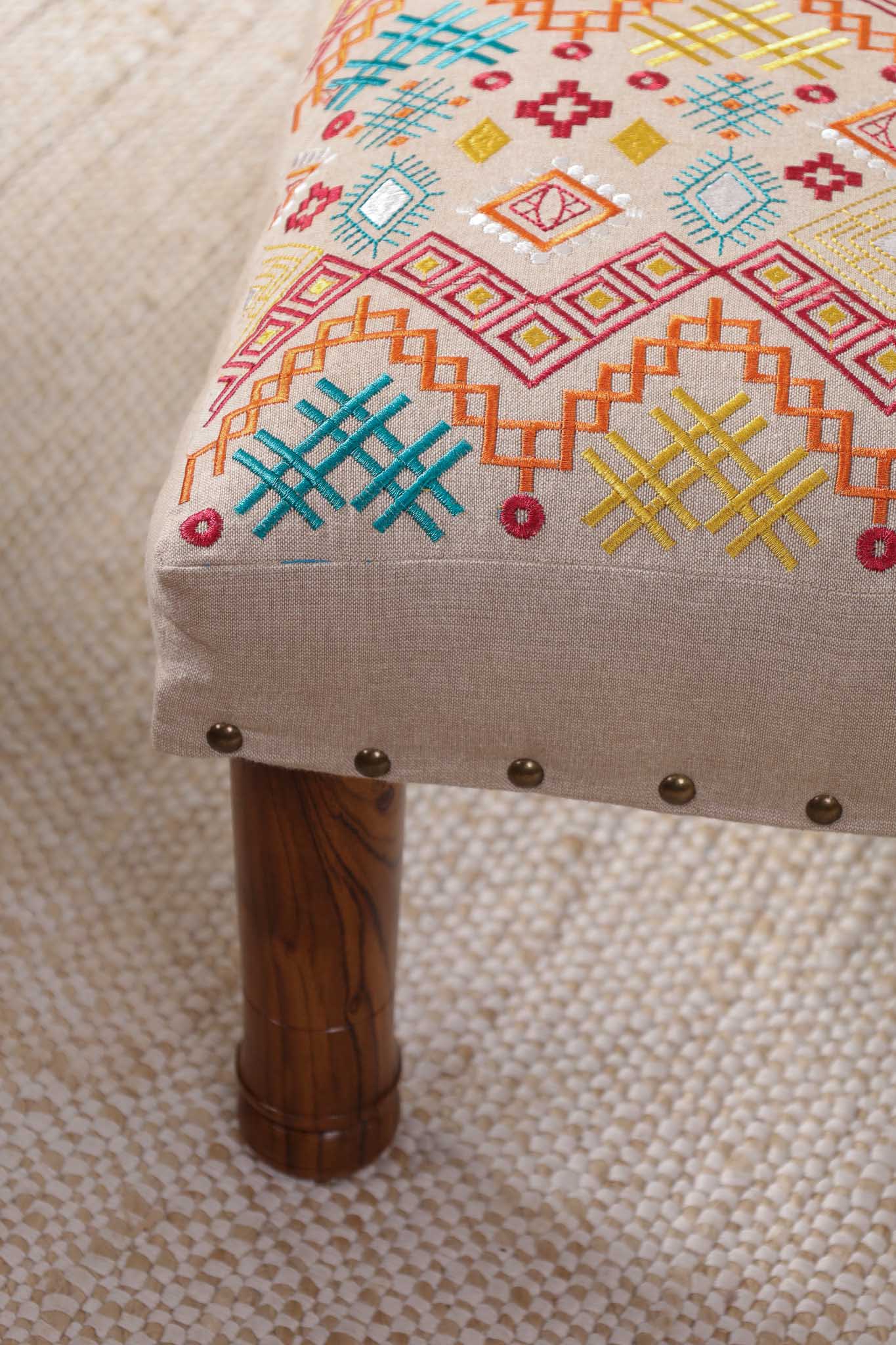 Ethnicity Embroidered Footstool