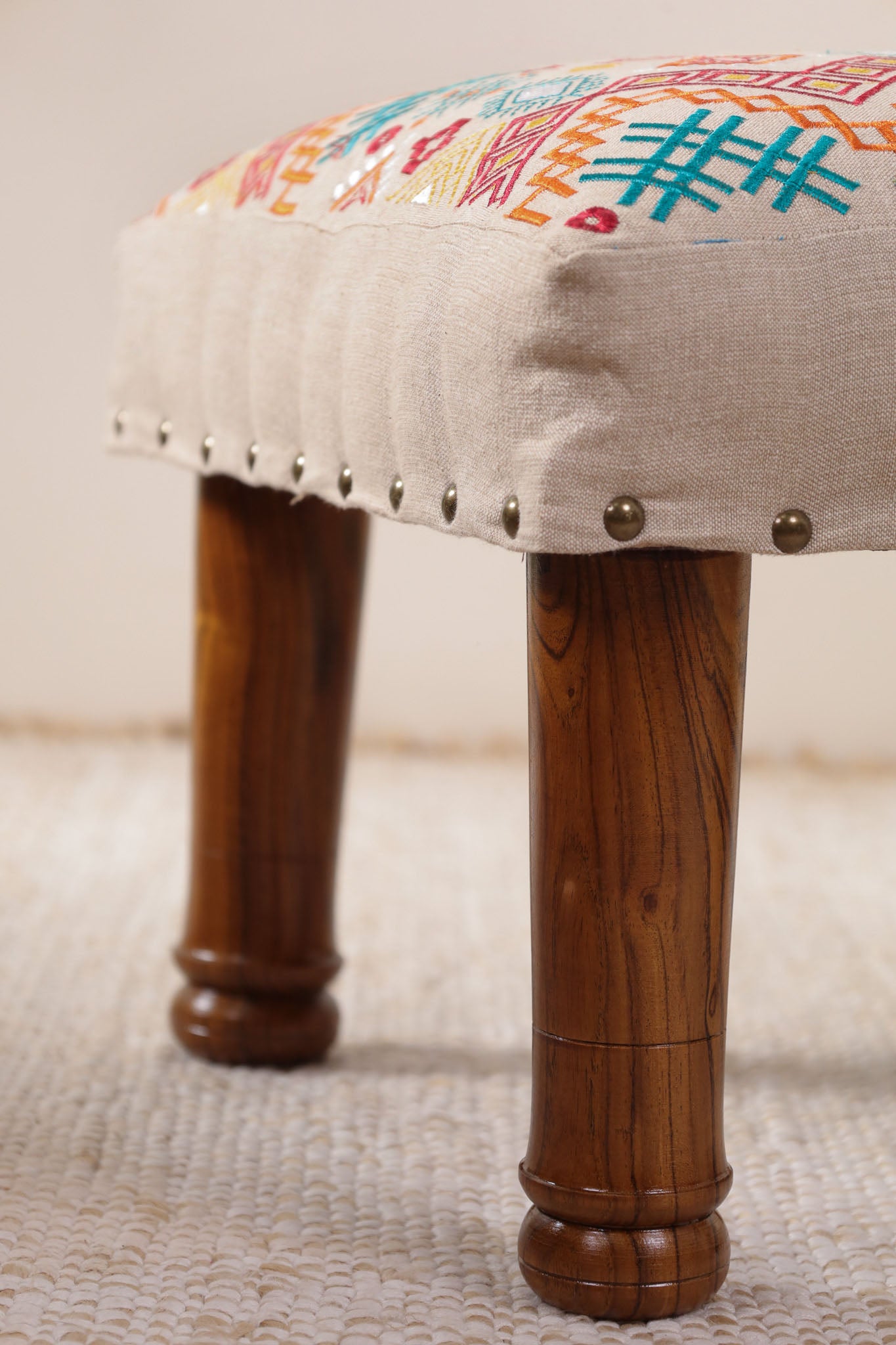 Ethnicity Embroidered Footstool