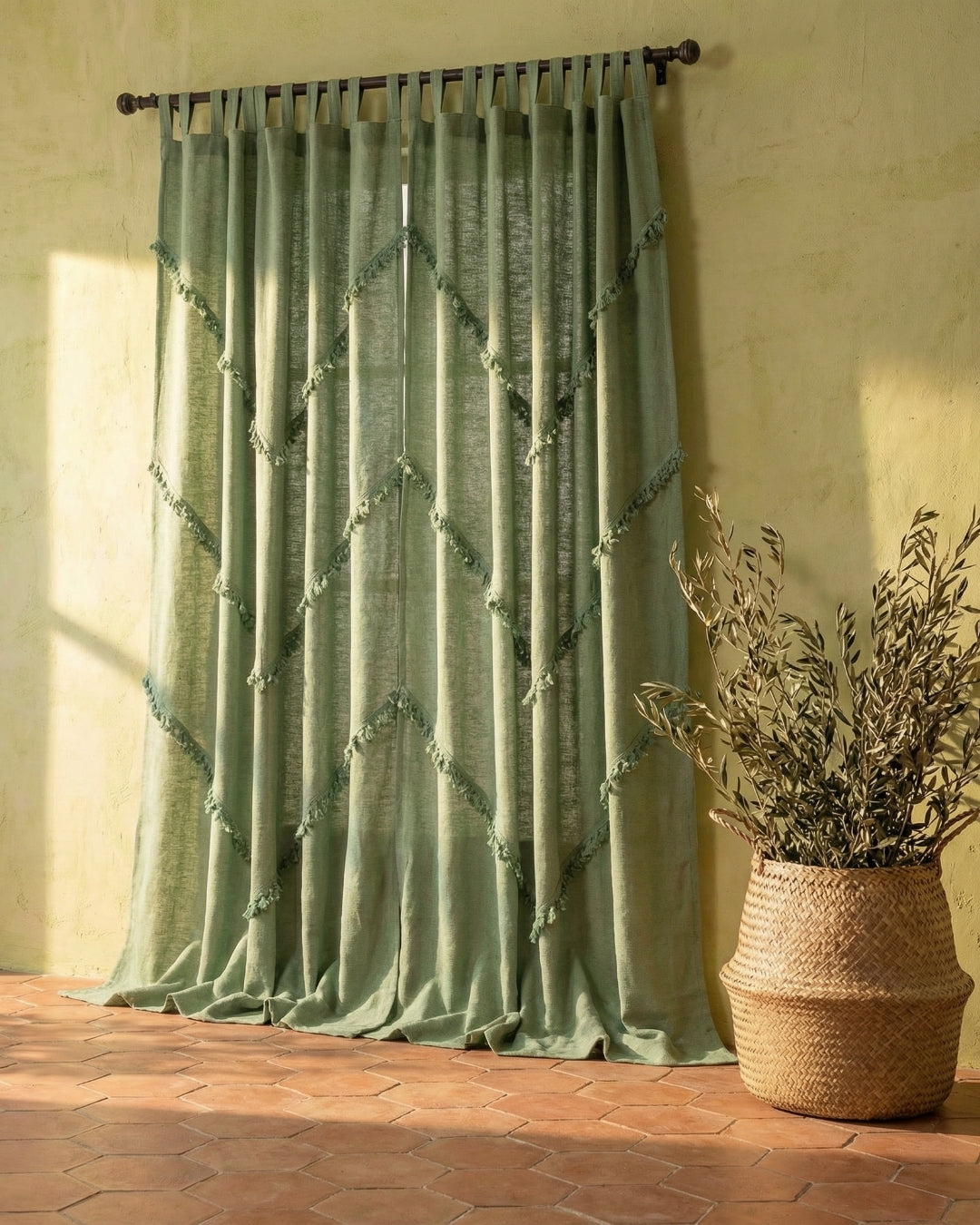 Sage Green Sunshine Window Curtain - Set of 2