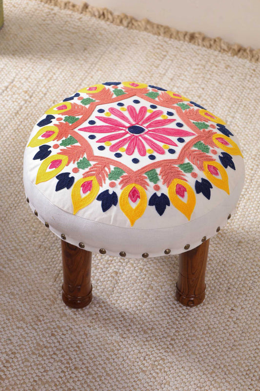 Floral Fantasy Footstool