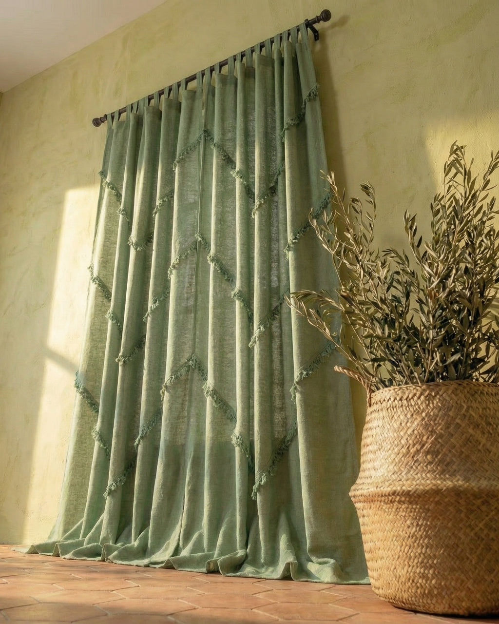 Sage Green Sunshine Window Curtain - Set of 2