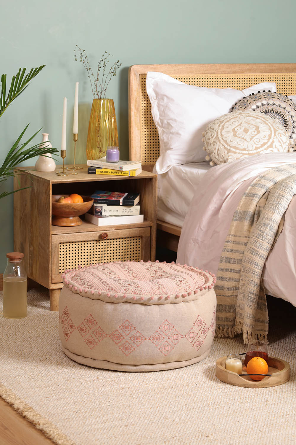 Brown Gypsy Geometric Ottoman pouf