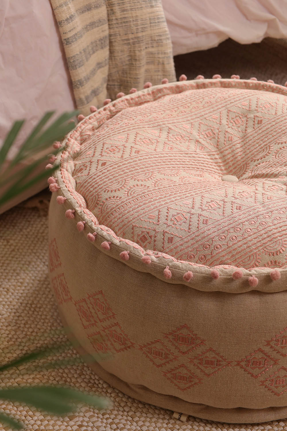Brown Gypsy Geometric Ottoman pouf